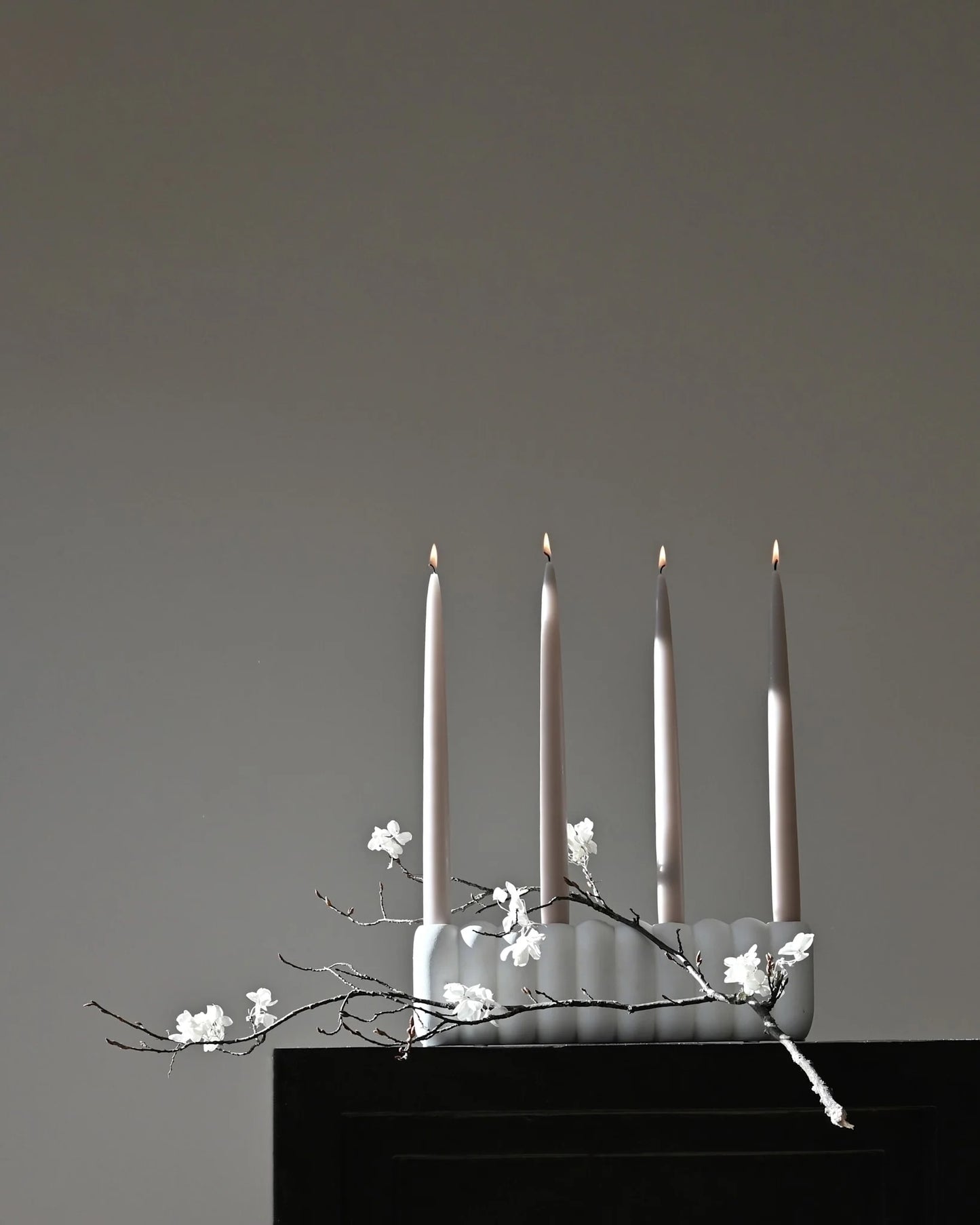 Μεγάλο Κεραμικό Κηροπήγιο Tube Bone White