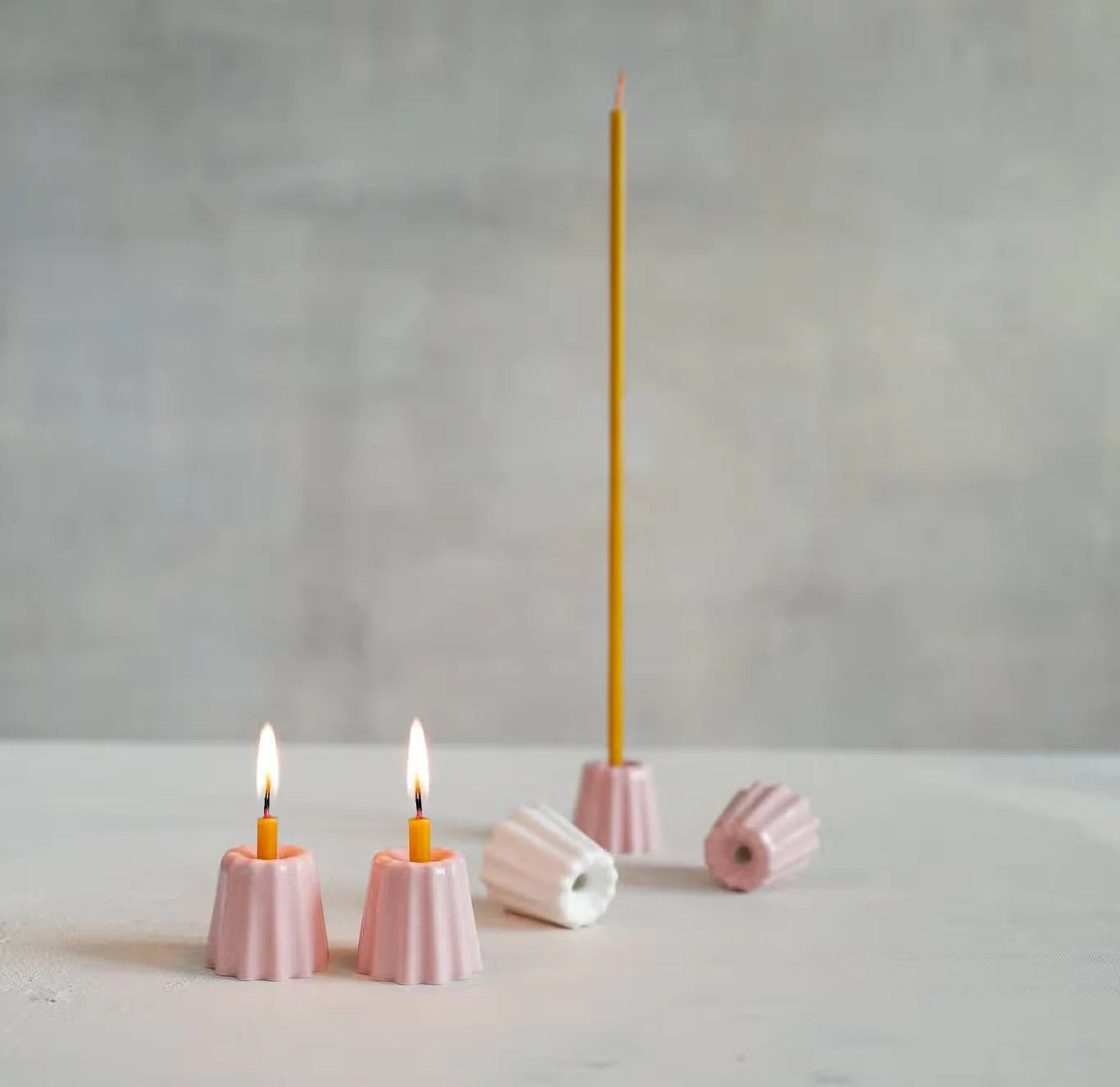 Porcelain Candle Holder: Pink