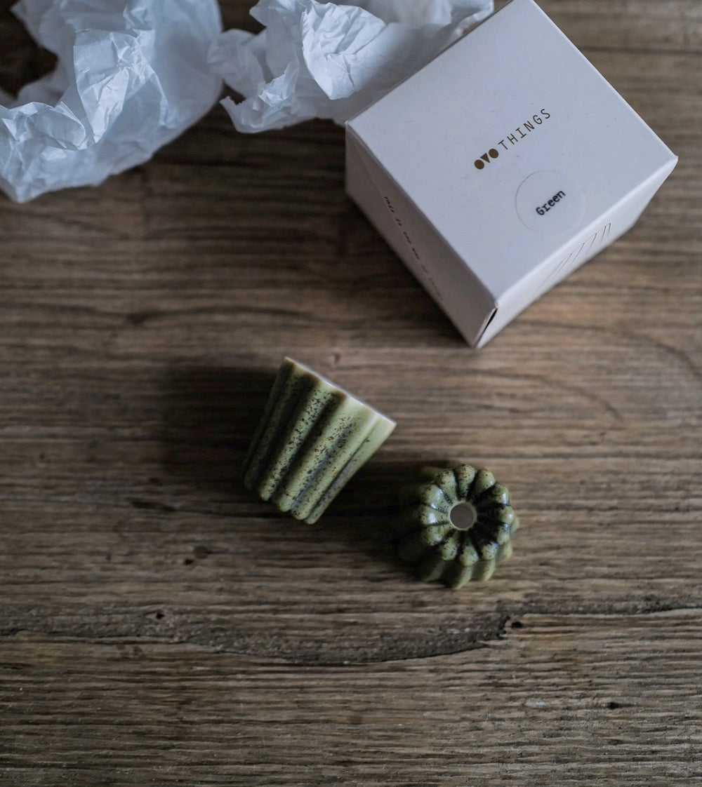 Porcelain Candle Holder: Green