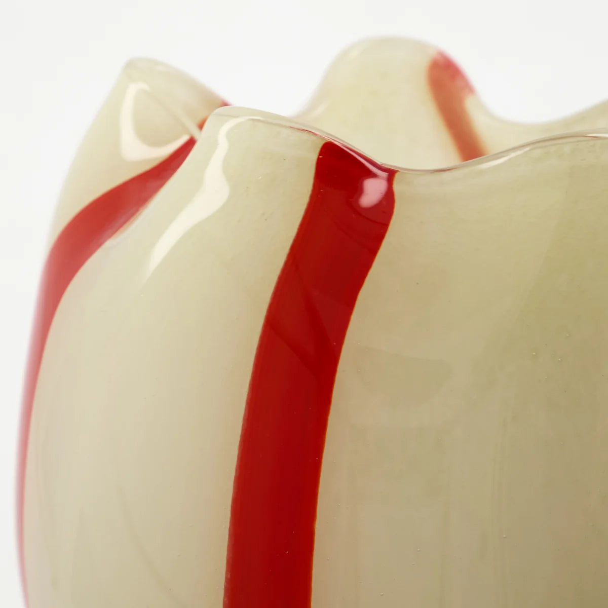 Γυάλινο Βάζο Ριγέ Κόκκινο