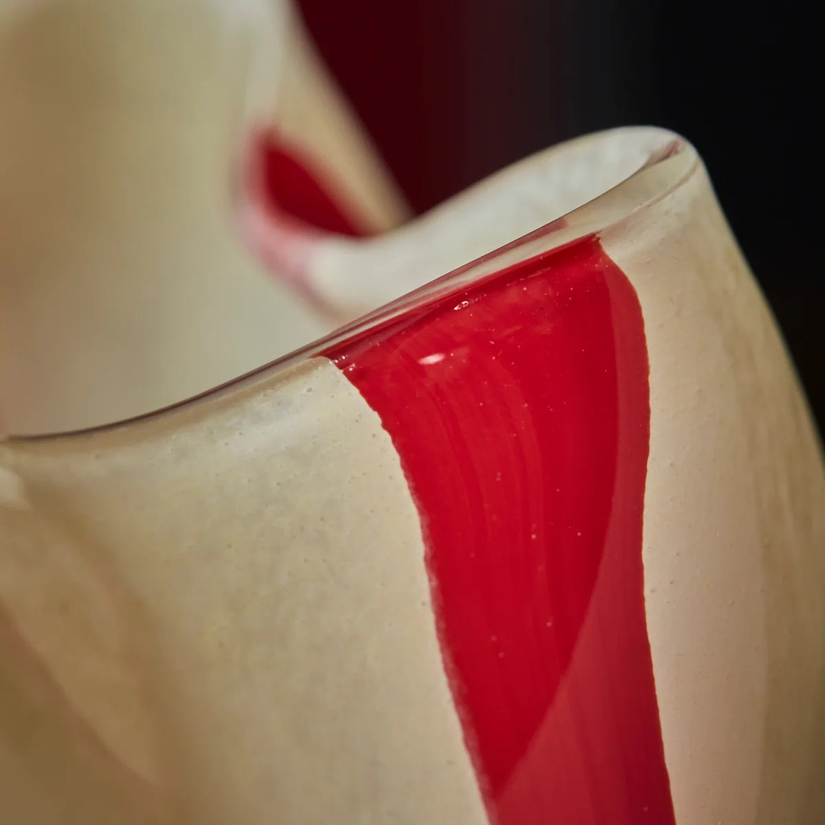 Γυάλινο Βάζο Ριγέ Κόκκινο