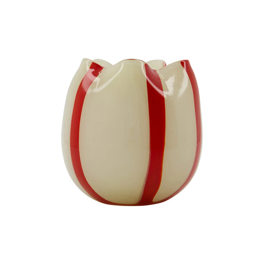 Γυάλινο Βάζο Ριγέ Κόκκινο