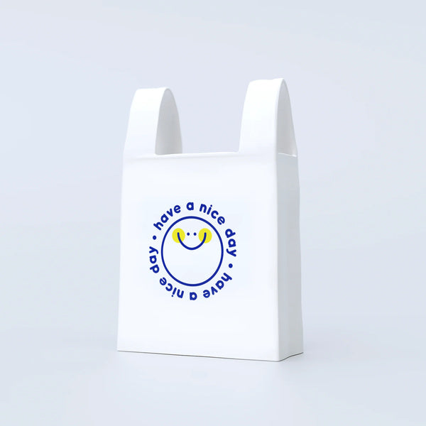 Plastic Bag Vase: White/Blue/Yellow