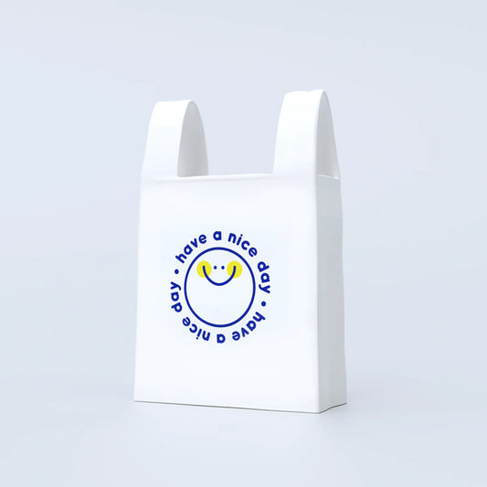 Plastic Bag Vase: White/Blue/Yellow